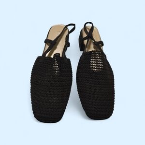 Chic Black Woven Women's Flats